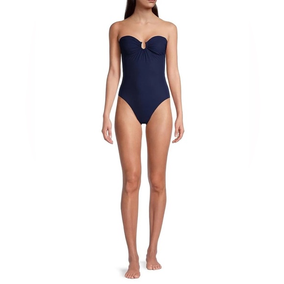 Tory Burch Solid Bandeau One Piece in Navy Size L - Picture 6 of 12
